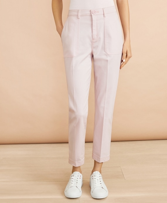 Stretch Cotton Sateen Patch Pocket Pants