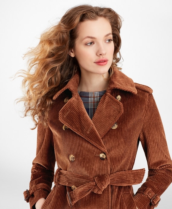 Water-Repellent Cotton Corduroy Trench Coat