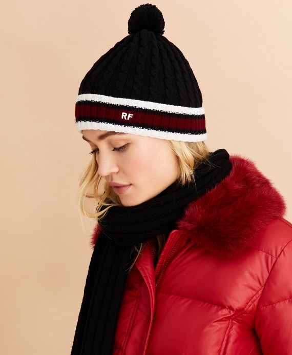 Striped Cable-Knit Wool-Cotton Hat