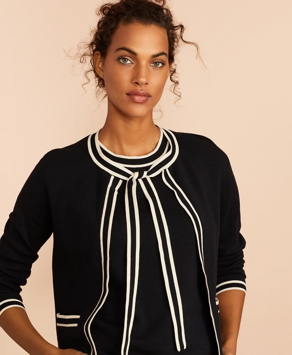 Tie-Neck Cotton Cardigan