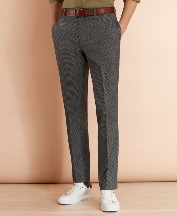 Cotton-Blend Houndstooth Trousers