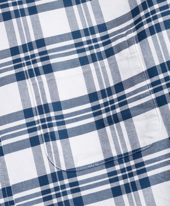 Regent Fit Oxford Blue and White Plaid Sport Shirt