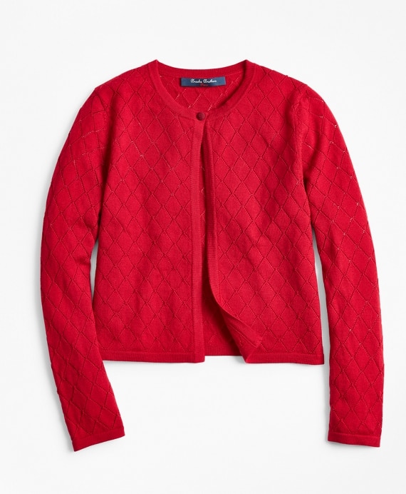 Girls Merino Wool Pointelle Cardigan
