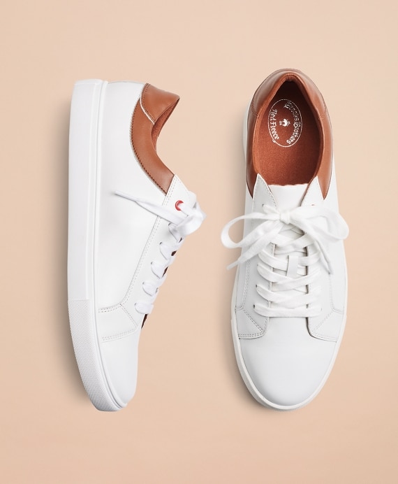 White Contrast Leather Sneakers