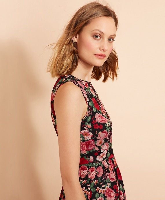 Floral-Print Chiffon Dress