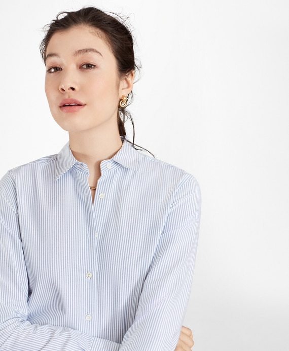 Classic-Fit Supima® Cotton Oxford Stripe Forward-Point Shirt