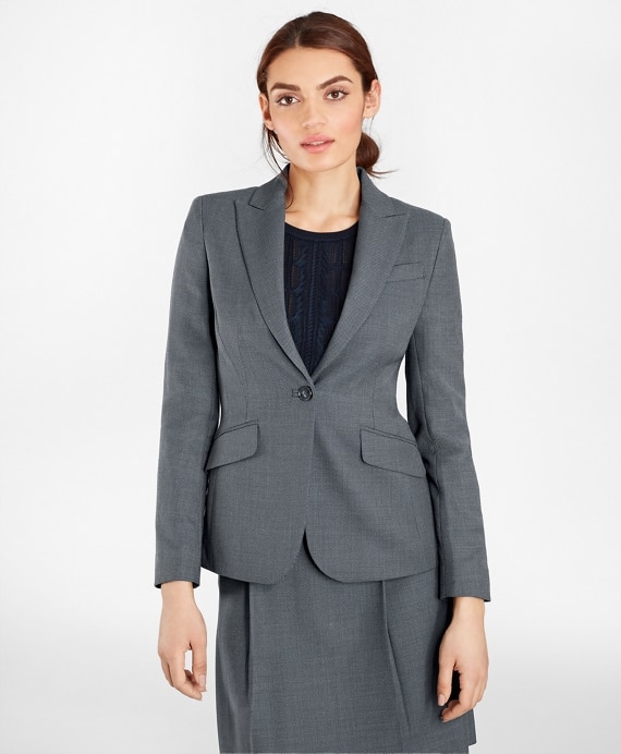 Bird's-Eye Stretch-Wool One-Button Jacket