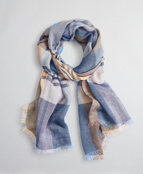 Plaid Linen Scarf