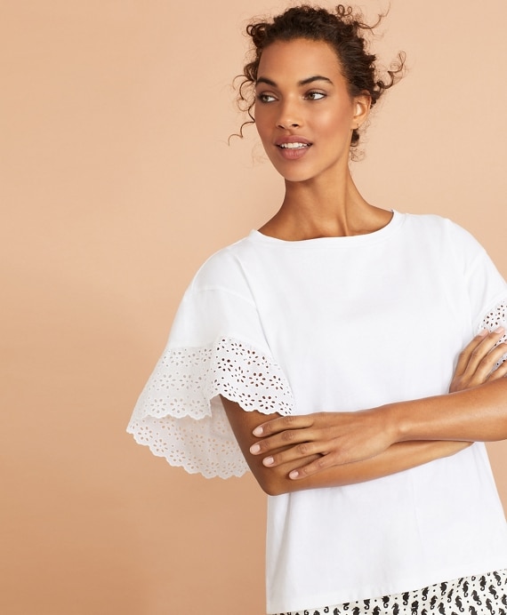 Eyelet-Trim Oversize T-Shirt