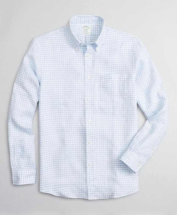 Milano Slim-Fit Sport Shirt, Irish Linen Windowpane