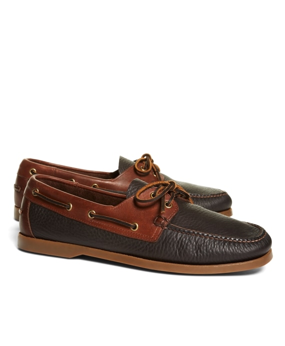 Contrasting Leather Boat Shoes