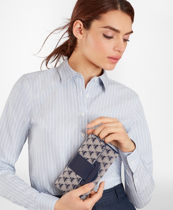 Leather-Trimmed Logo Jacquard Envelope-Flap Wallet