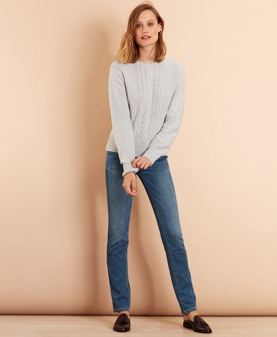 Wool-Cotton Cable-Knit Sweater