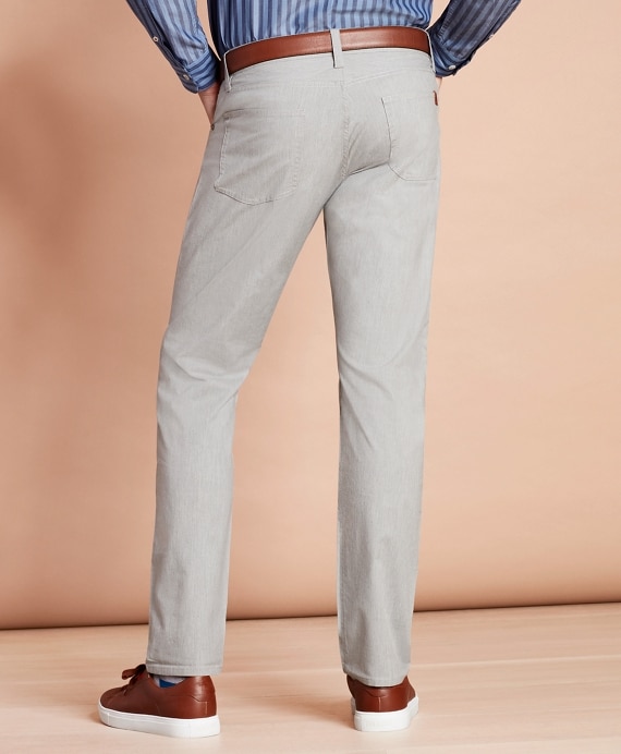 Heathered Stretch Cotton Five-Pocket Pants