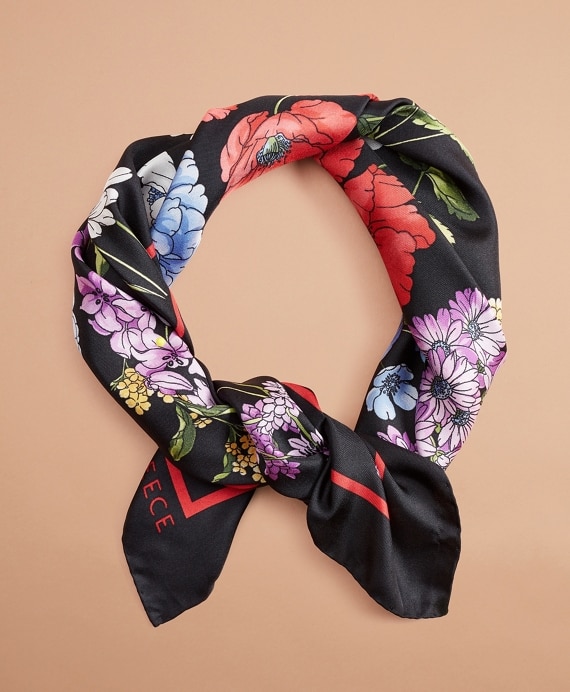 Floral-Print Silk Square Scarf