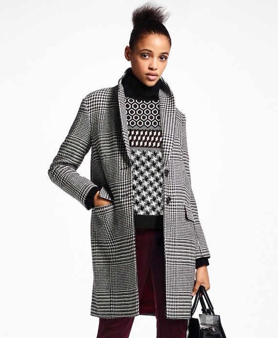 Glen Plaid Wool Cocoon Coat