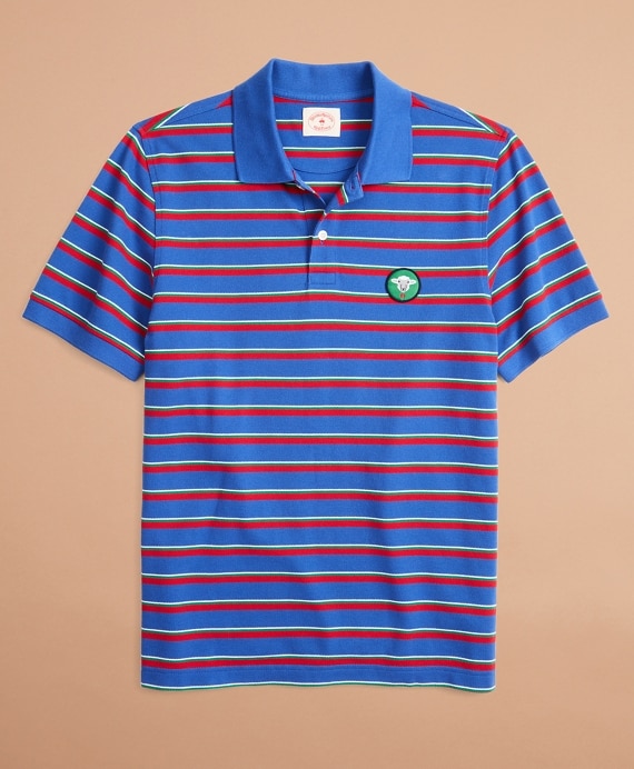 Striped Pique Patch Polo Shirt