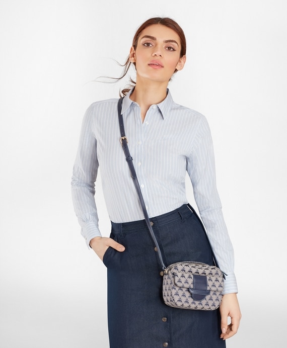 Leather-Trimmed Logo Jacquard Crossbody Bag