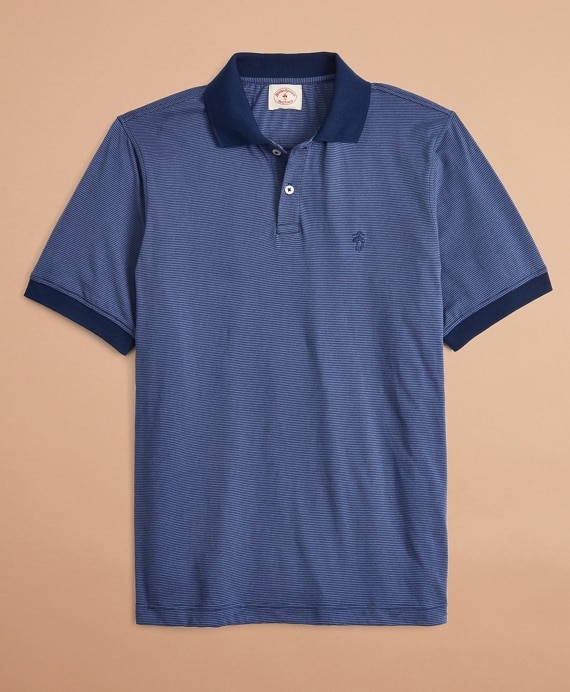 Cotton Jersey Mini-Stripe Polo Shirt