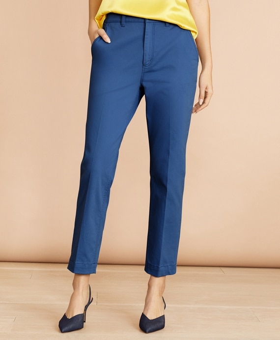 Stretch Cotton Twill Ankle Pants