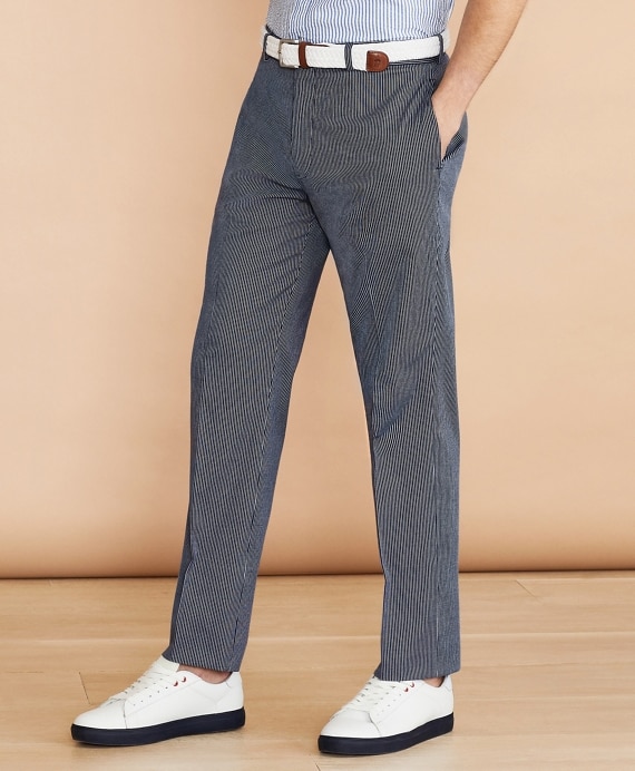 Striped Cotton Stretch Trousers