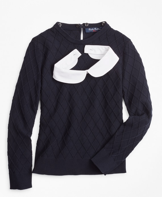 Girls Cotton Diamond Cable Sweater