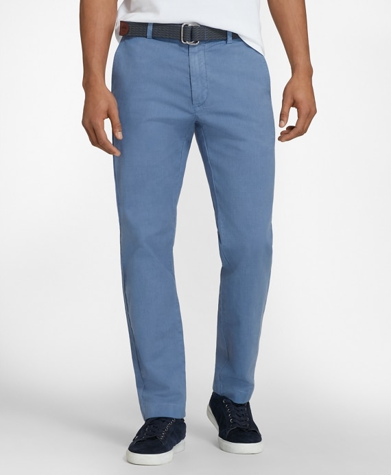 Garment-Dyed Cotton-Linen Stretch Chinos