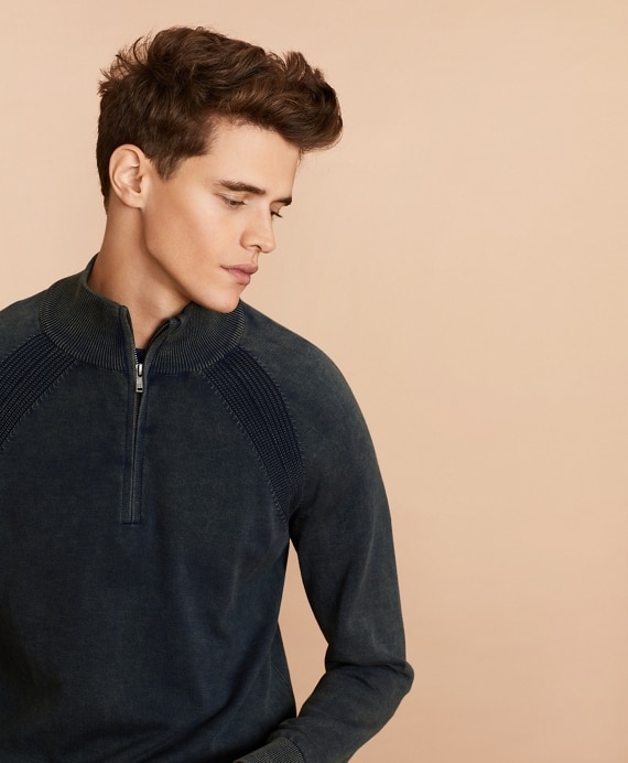 Acid Wash Half-Zip Sweater
