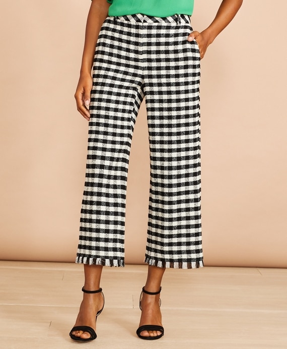 Gingham Boucle Cropped Pants