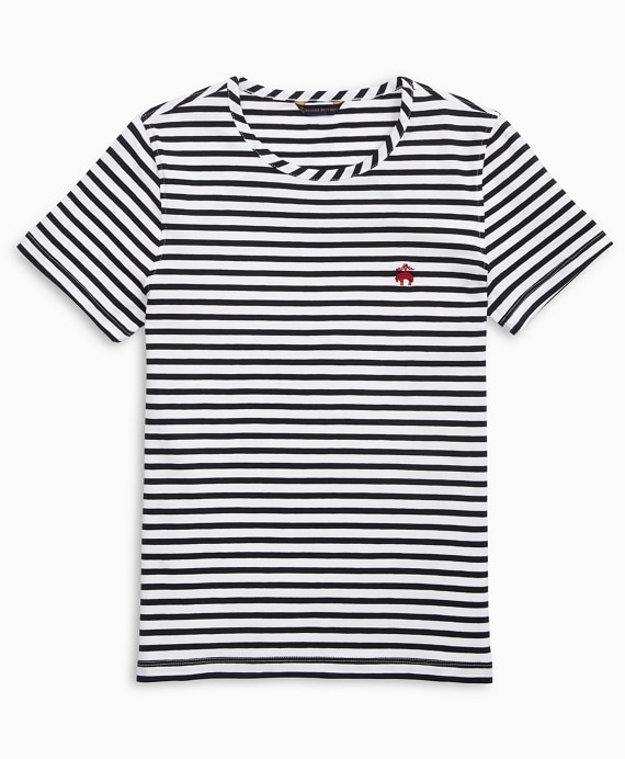 Striped Stretch Cotton Jersey Crewneck T-Shirt