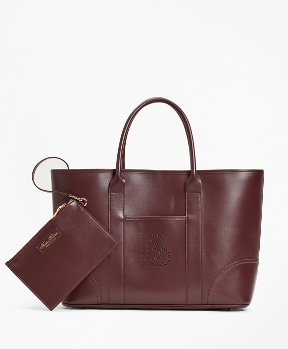 Logo-Embellished Leather Tote Bag