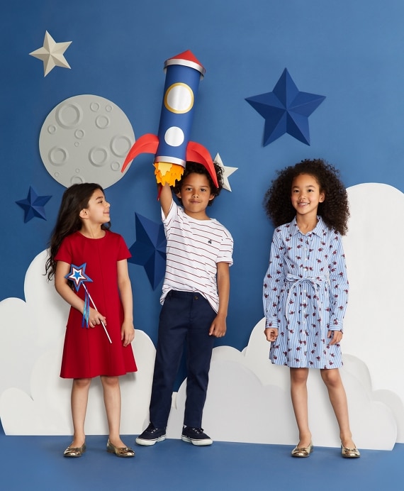 Girls Floral Stripe Shirtdress