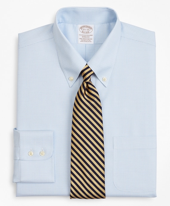 Stretch Soho Extra-Slim-Fit Dress Shirt, Non-Iron Twill Button-Down Collar Micro-Check