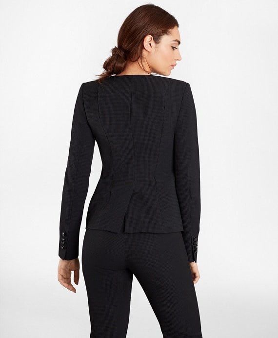 Petite Stretch-Cotton Jacquard Double-Breasted Jacket