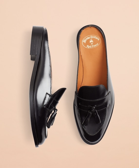 Leather Tassel Loafer Mules
