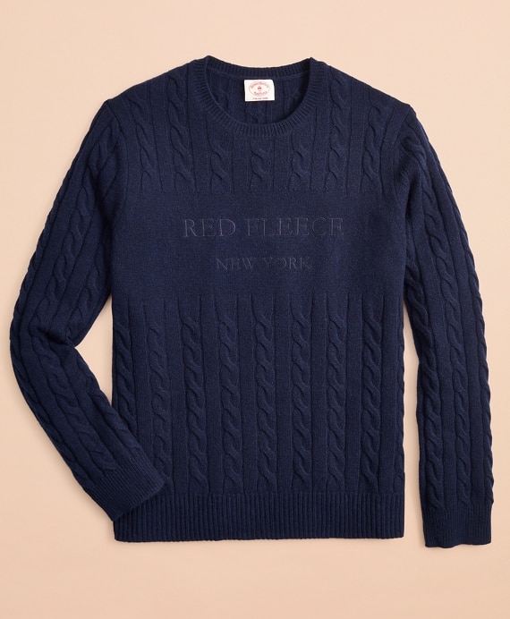 Wool-Blend Cable Logo Sweater