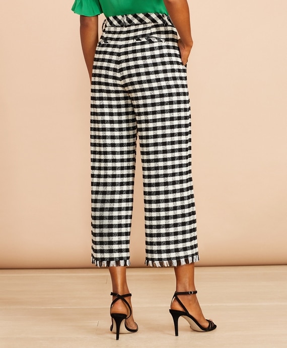 Gingham Boucle Cropped Pants