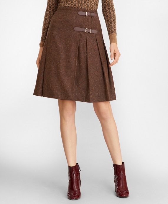 Stretch Wool-Silk Tweed Kilt