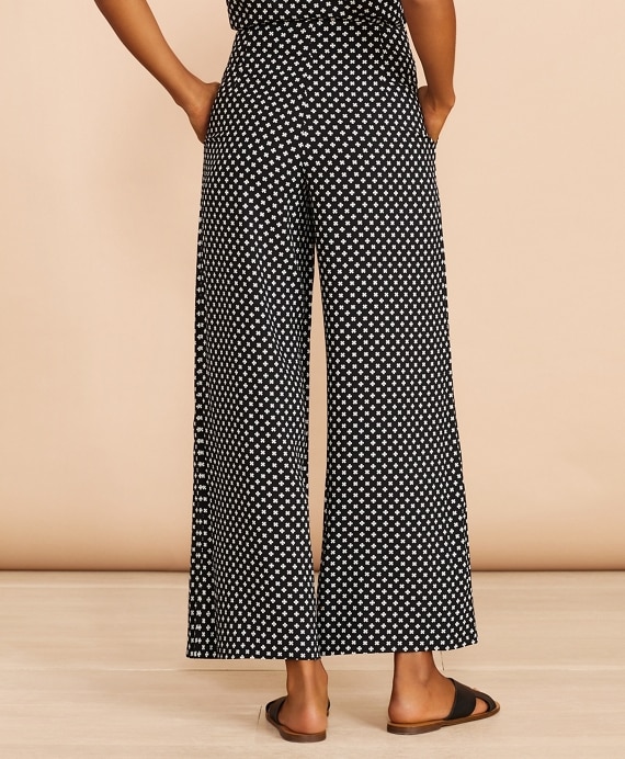 Floral-Print Pleat-Front Cropped Wide-Leg Pants