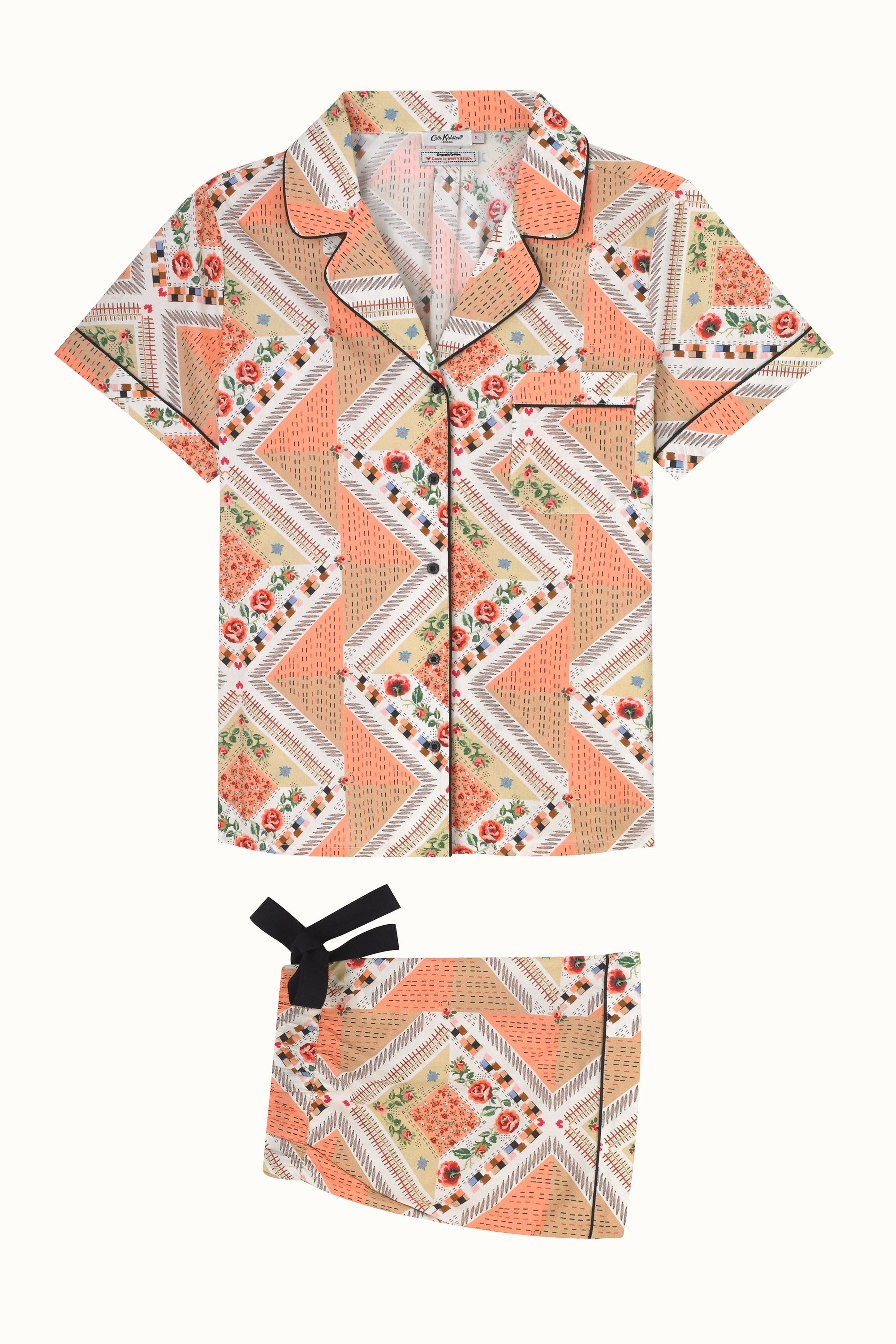 Patchwork Organic Cotton Short Woven PJ Set