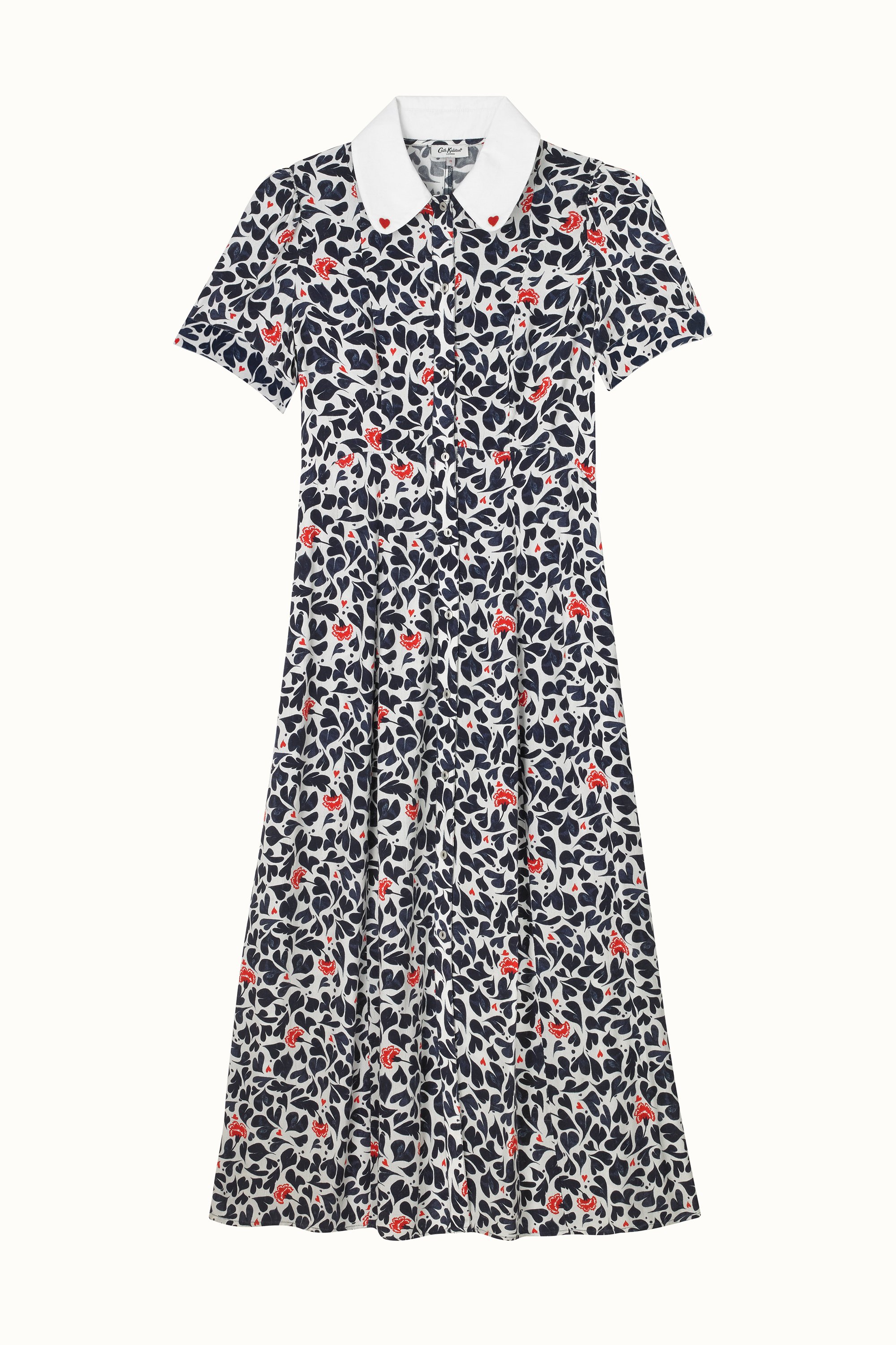 Marble Hearts Short Sleeve Printed Midi Shirt Dress