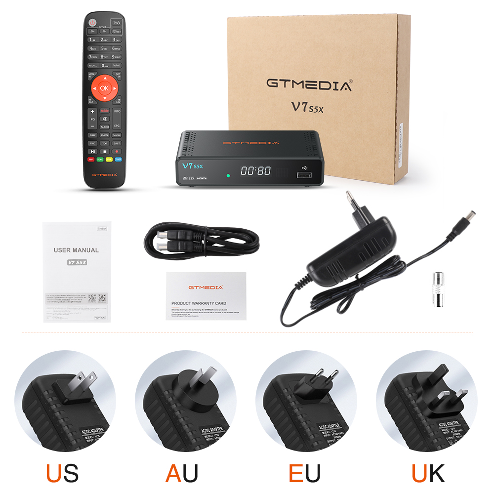 DVB-S2 GTmedia V7 S5X FTA Satellite Receiver send with USB Wifi dongle 1080P Full HD Decoder send from Spain