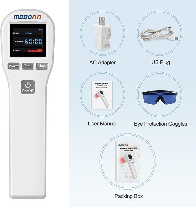 MBBQNN Cold Laser Therapy Device 4x808nm +16X650nm Low Level Laser