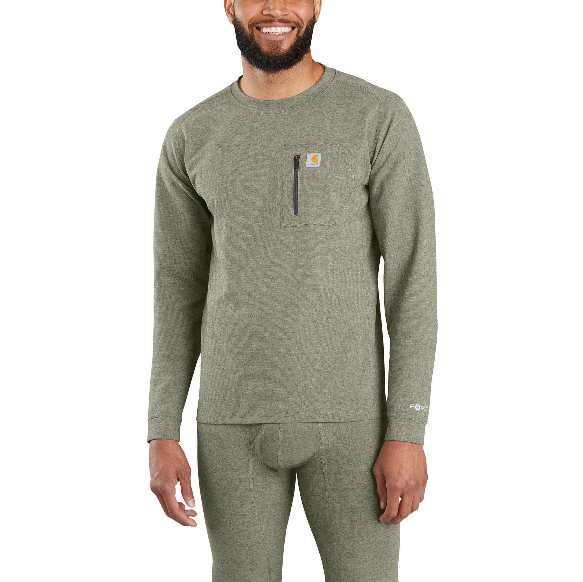 Carhartt Force® Heavyweight Heathered Knit Base Layer Crewneck Pocket Top