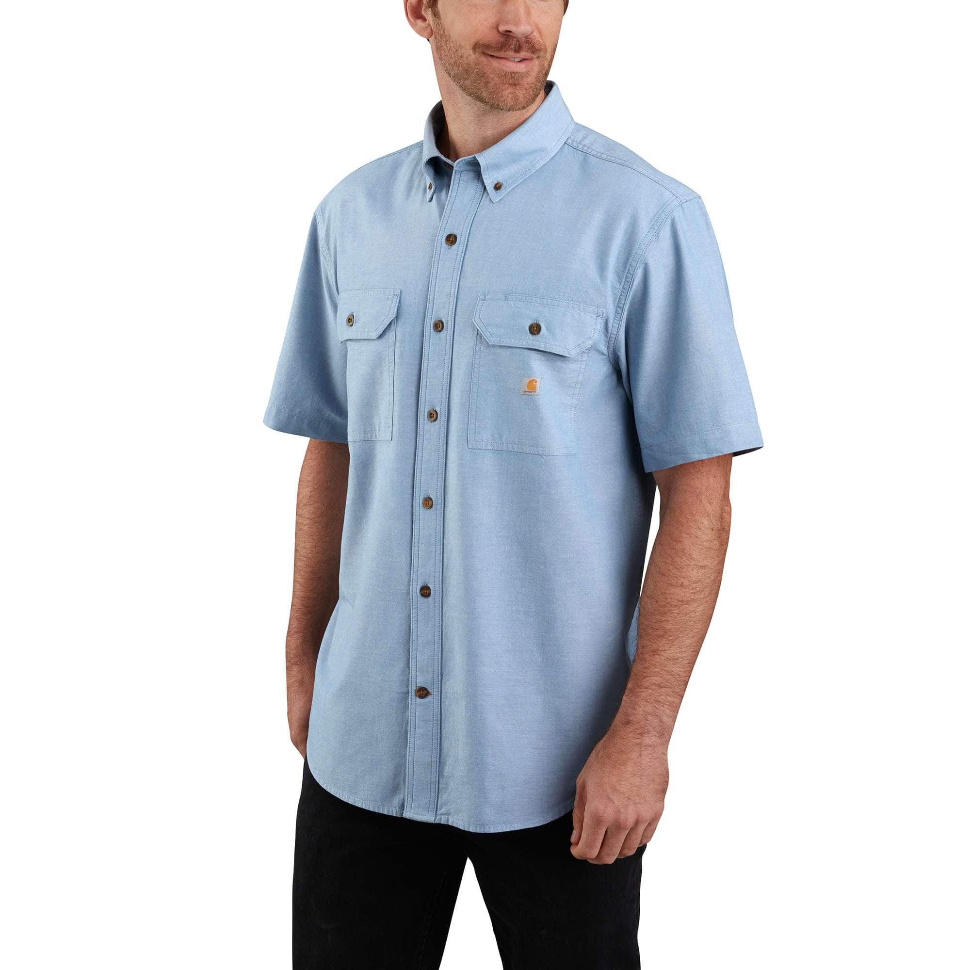 Loose Fit Midweight Chambray Short-Sleeve Shirt