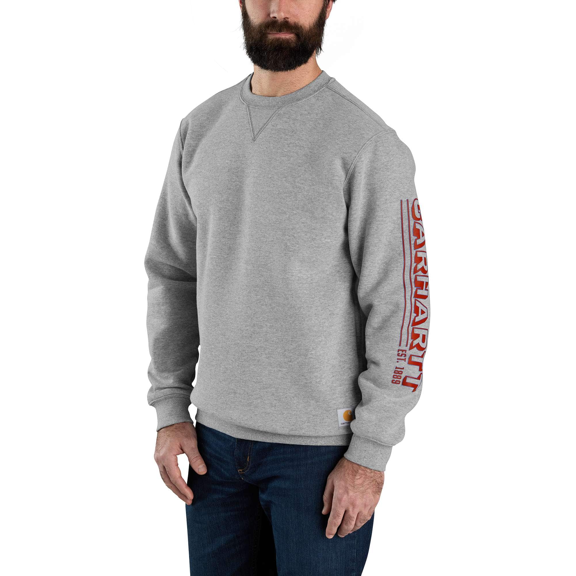 Loose Fit Midweight Crewneck Logo Sleeve Graphic Sweatshirt