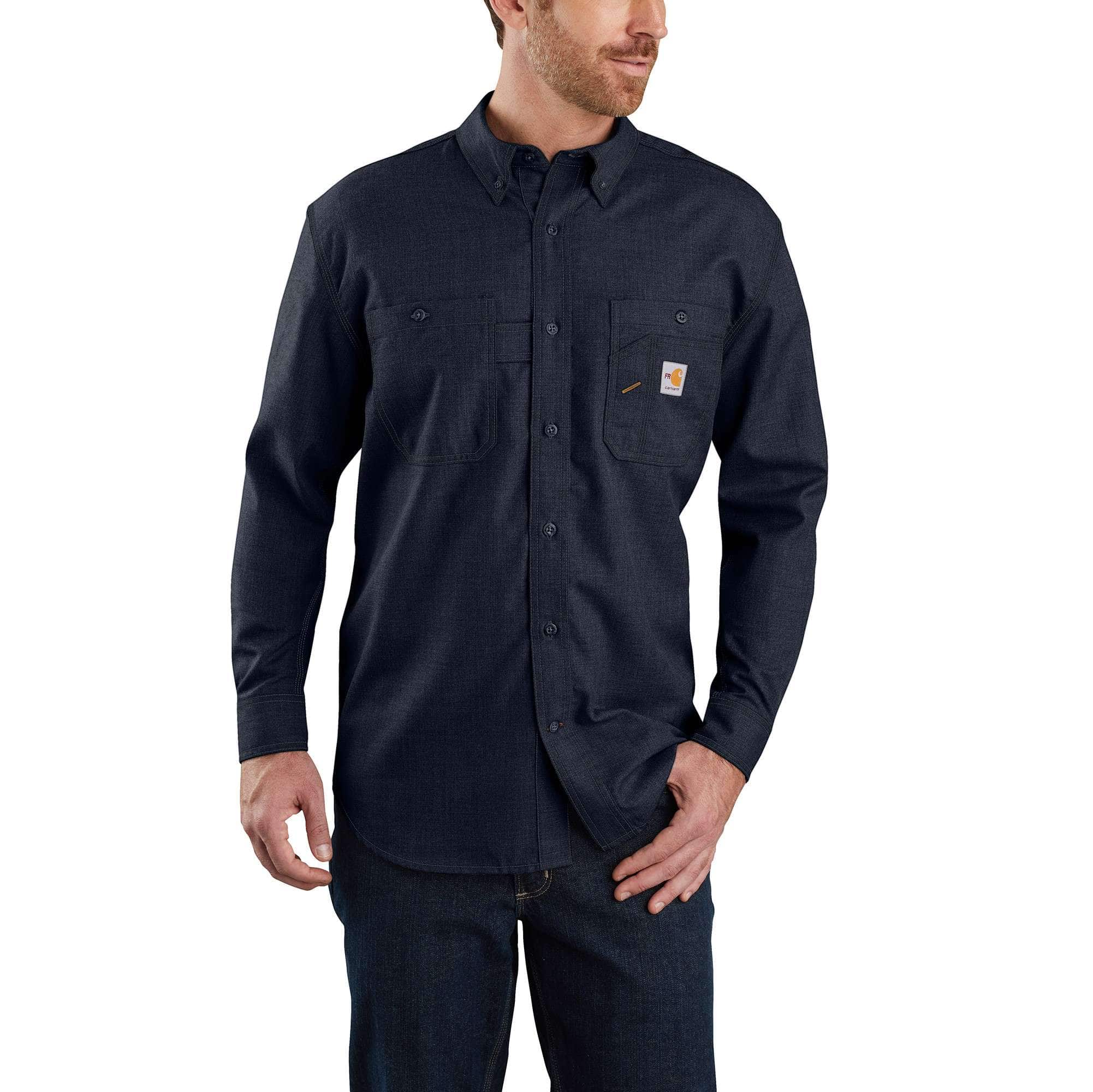 Flame-Resistant Carhartt Force® Loose Fit Lightweight Long-Sleeve Button-Front Shirt