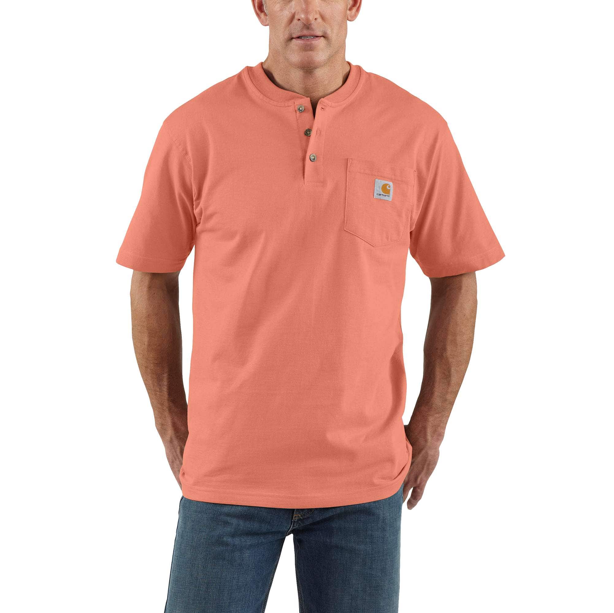 Loose Fit Heavyweight Short-Sleeve Pocket Henley T-Shirt