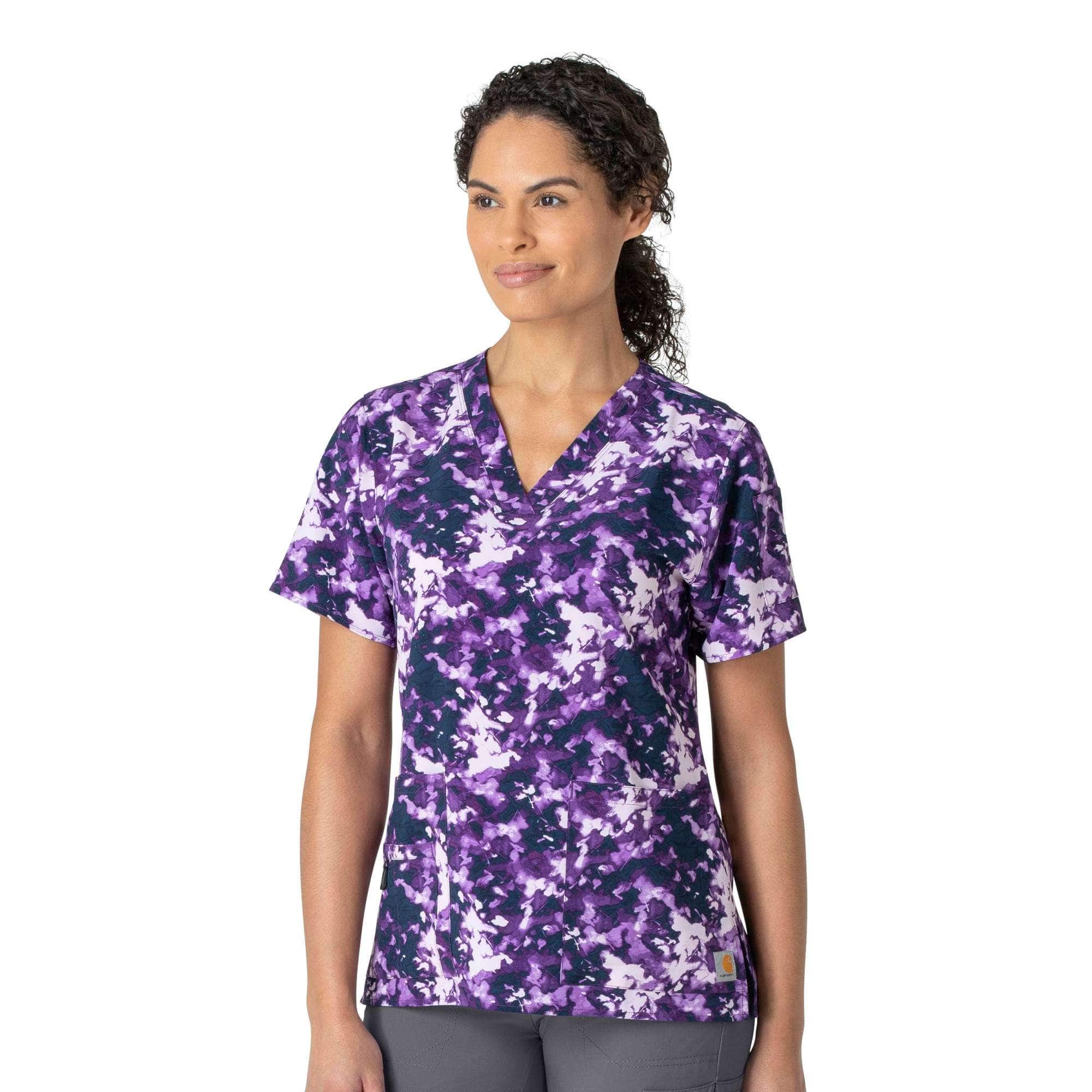 Women's Carhartt Force®  Cross-Flex Modern FitV-Neck Print Scrub Top