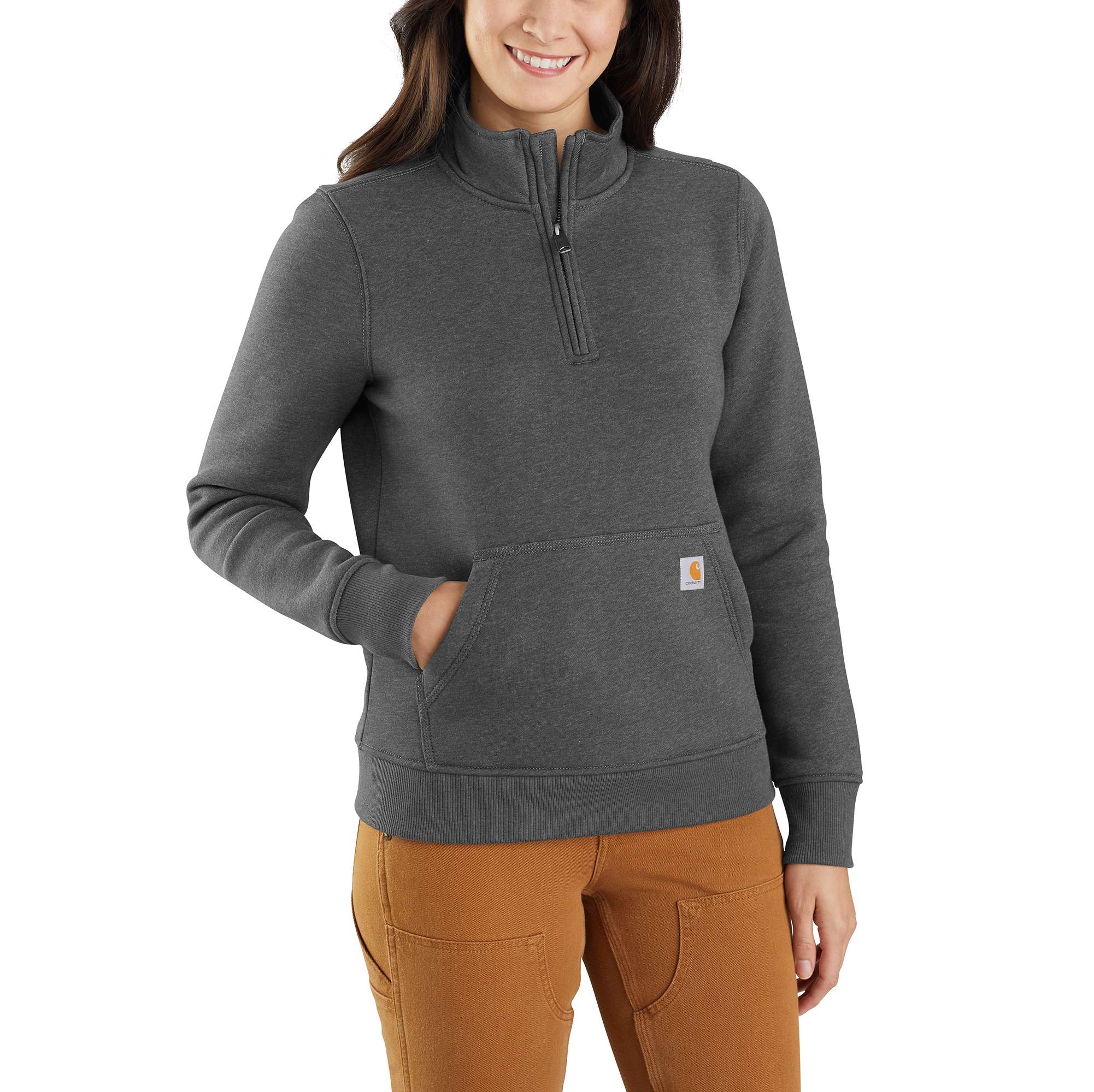 Women's Relaxed Fit Midweight Quarter-Zip Mock-Neck Sweatshirt